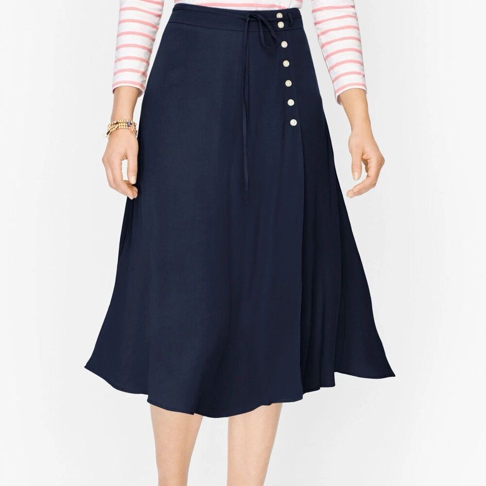 NWT Talbots Wraparound Side Button Midi Skirt